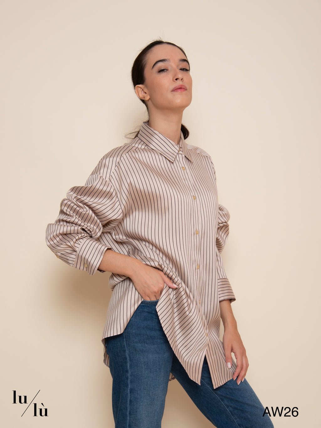 Lily - Camicia oversize a righe in misto seta