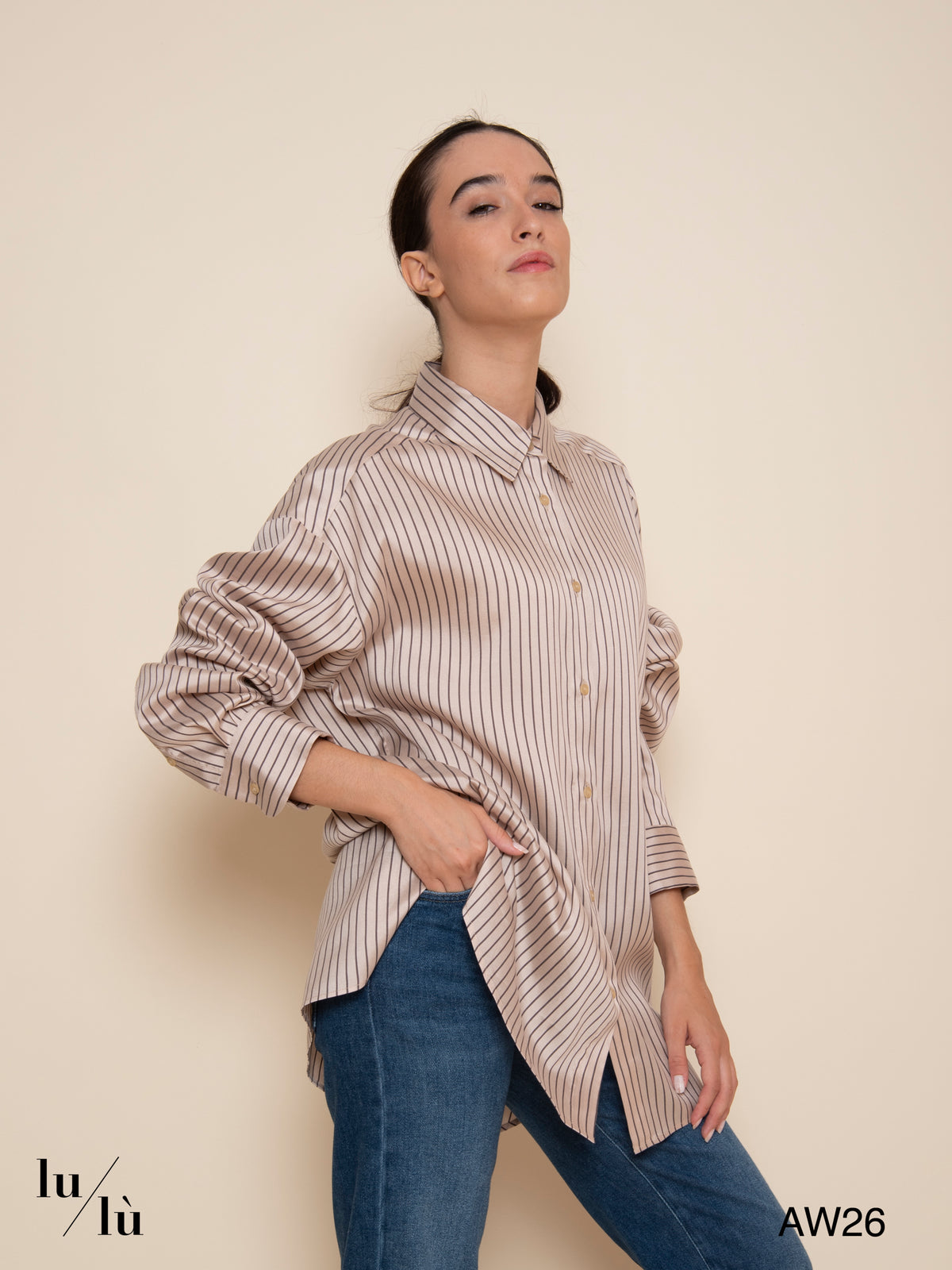 Lily - Camicia oversize a righe in misto seta
