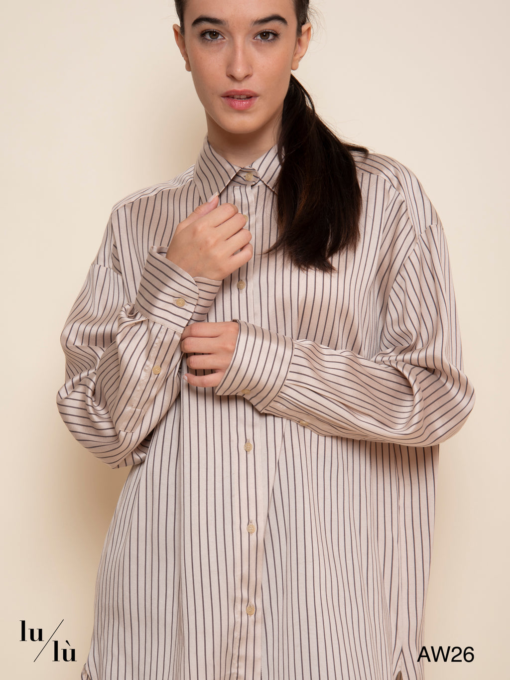 Lily - Camicia oversize a righe in misto seta