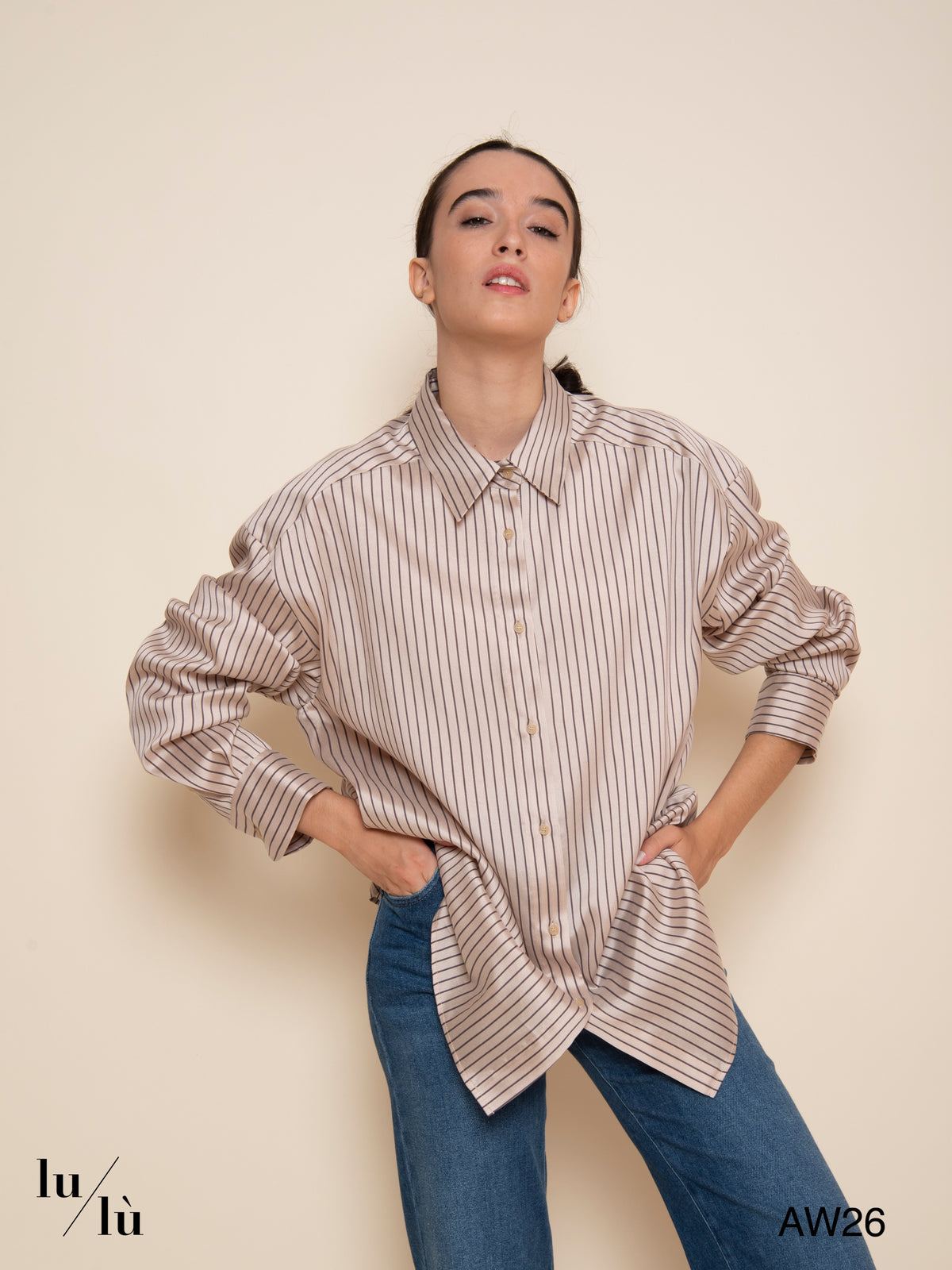 Lily - Camicia oversize a righe in misto seta