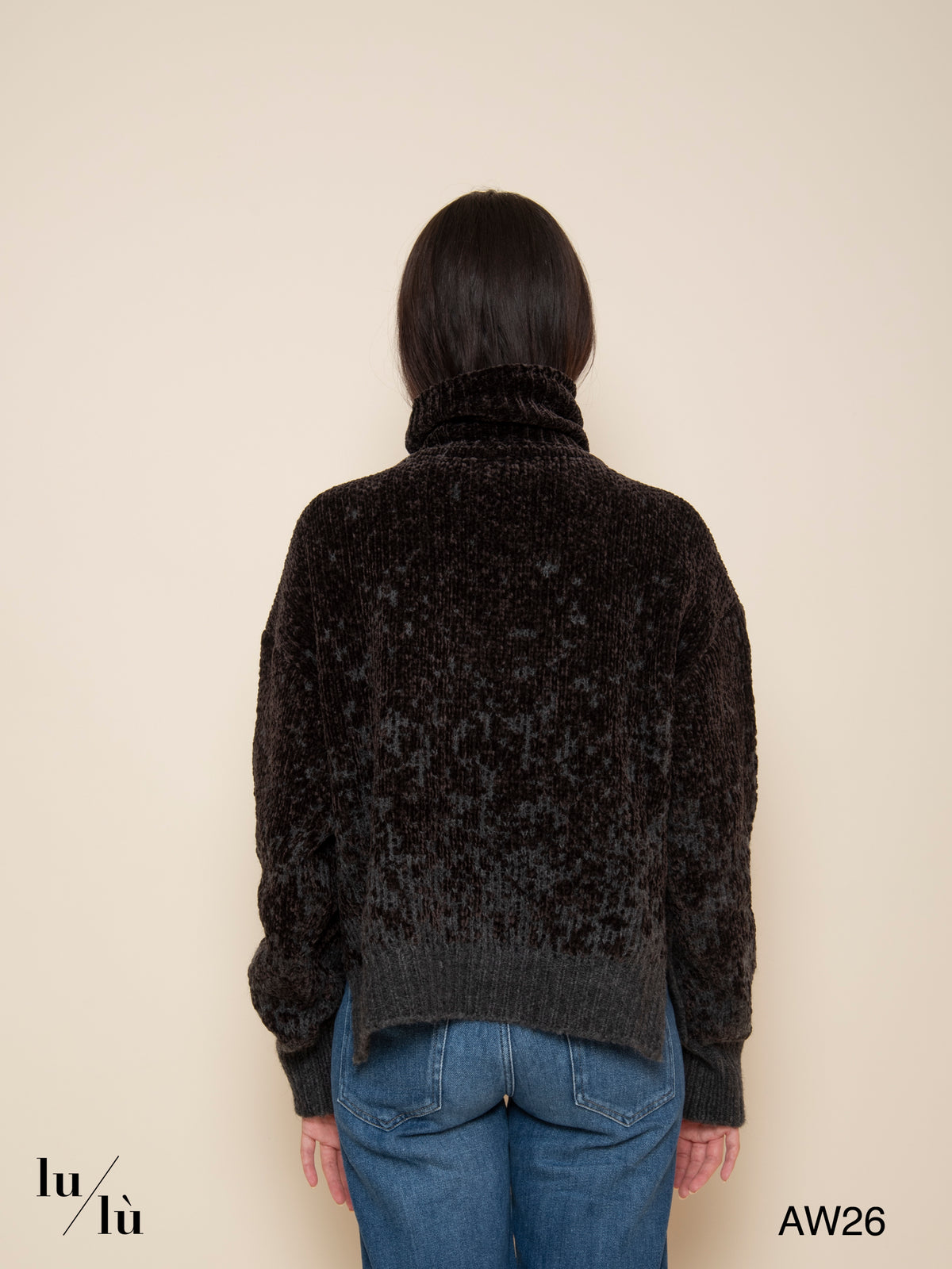 Kayla - Maglia dolcevita in ciniglia bicolore