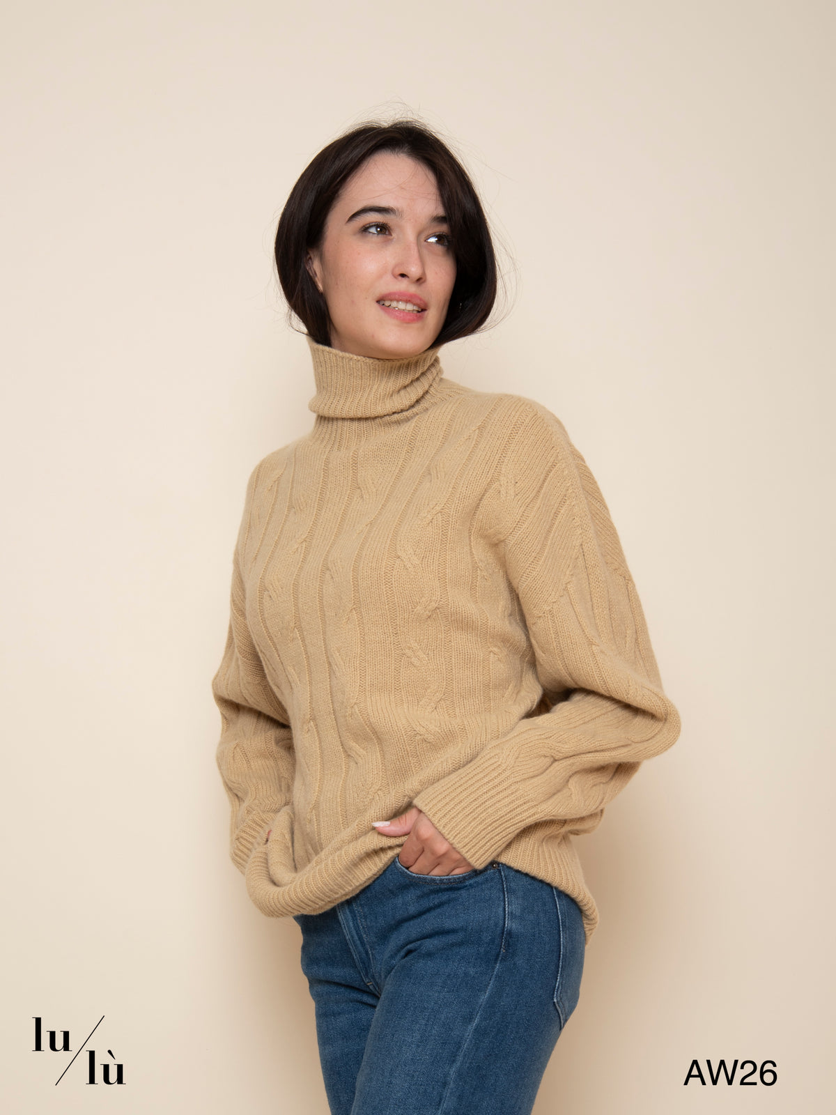Maya - Maglia in lana merino e cashmere con lavorazione a trecce