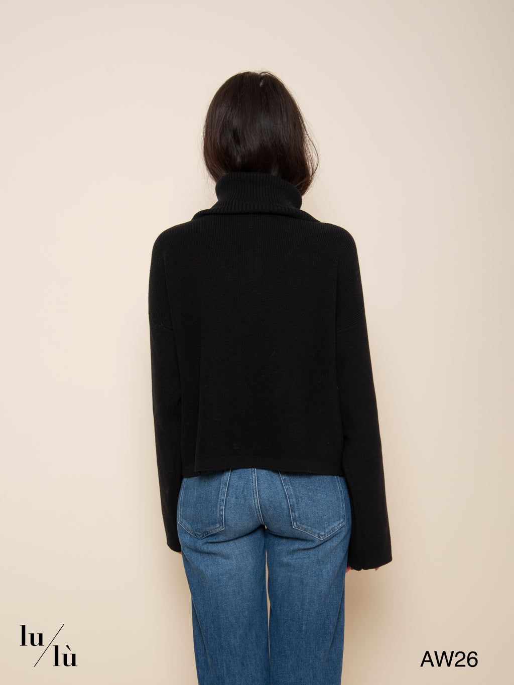 Jedi - Maglia in 100% lana con collo alto e zip