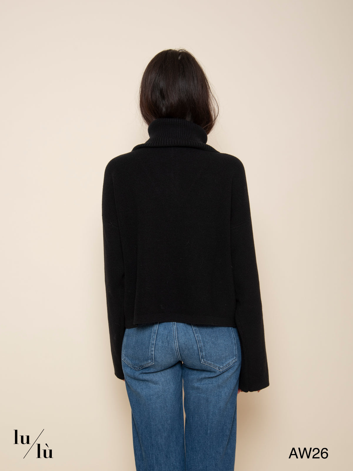Jedi - Maglia in 100% lana con collo alto e zip