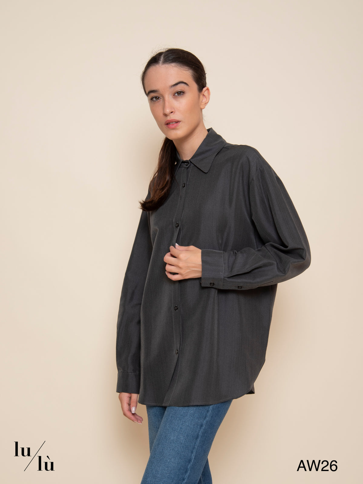 Natalie Carbon - Camicia oversize in lyocell e seta
