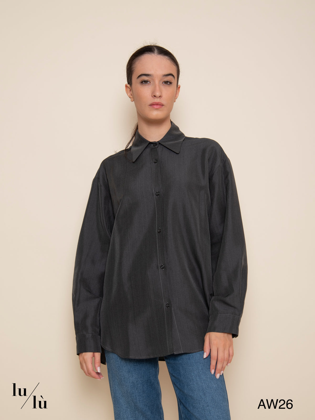 Natalie Carbon - Camicia oversize in lyocell e seta