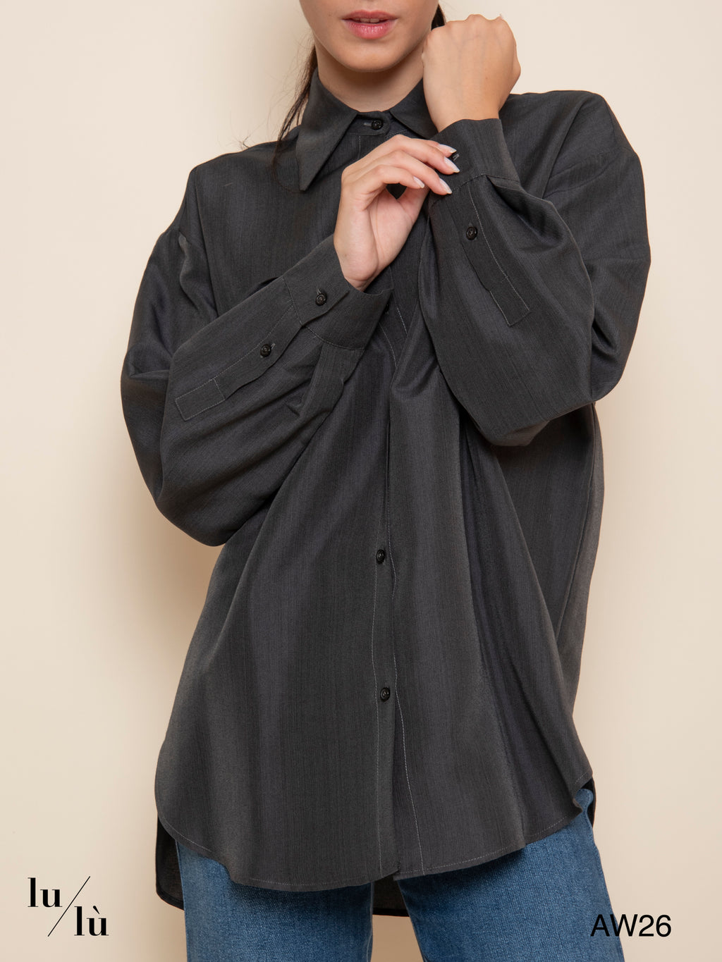 Natalie Carbon - Camicia oversize in lyocell e seta