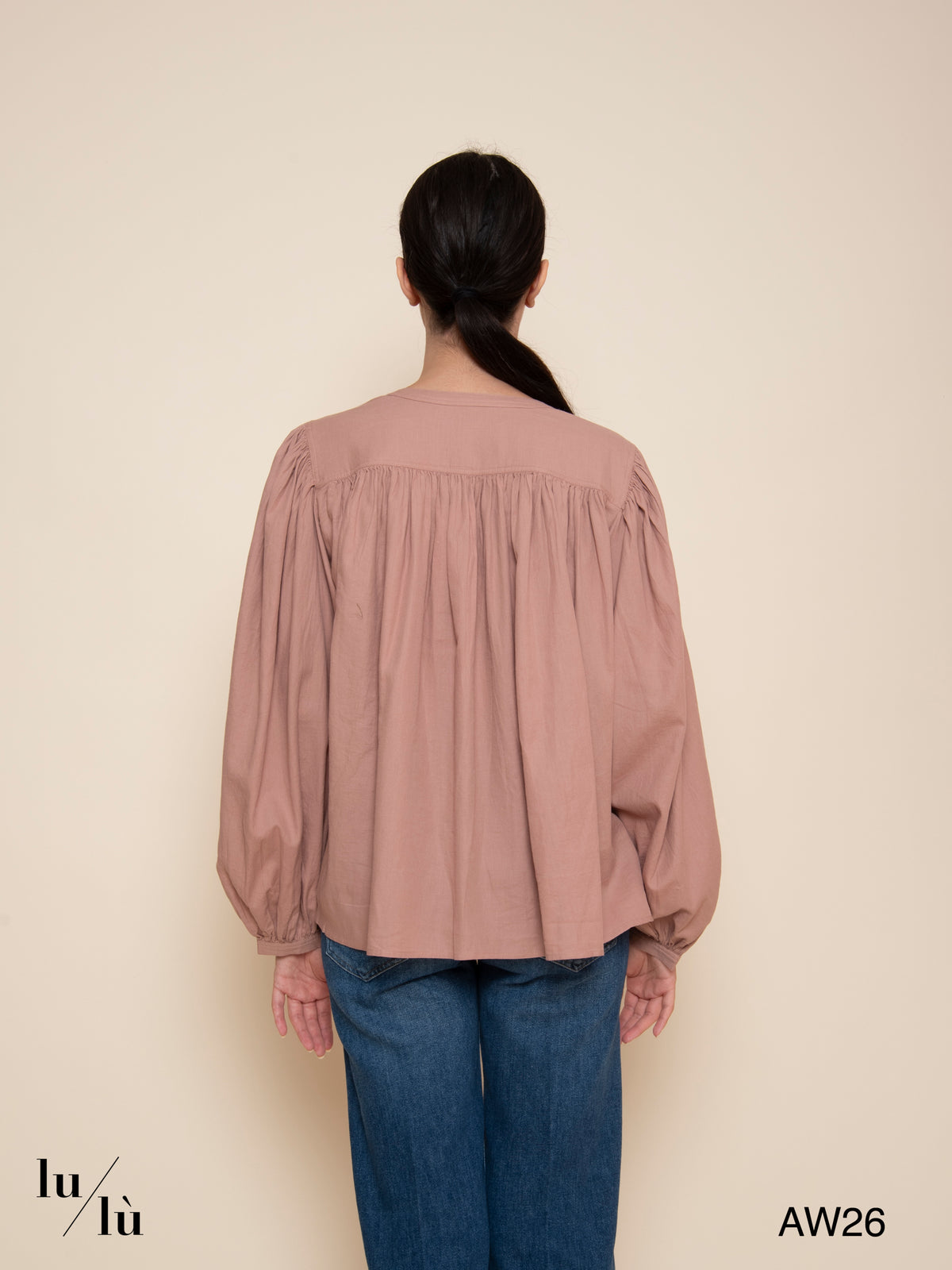 Ronnie - Blusa in cotone con maniche a sbuffo
