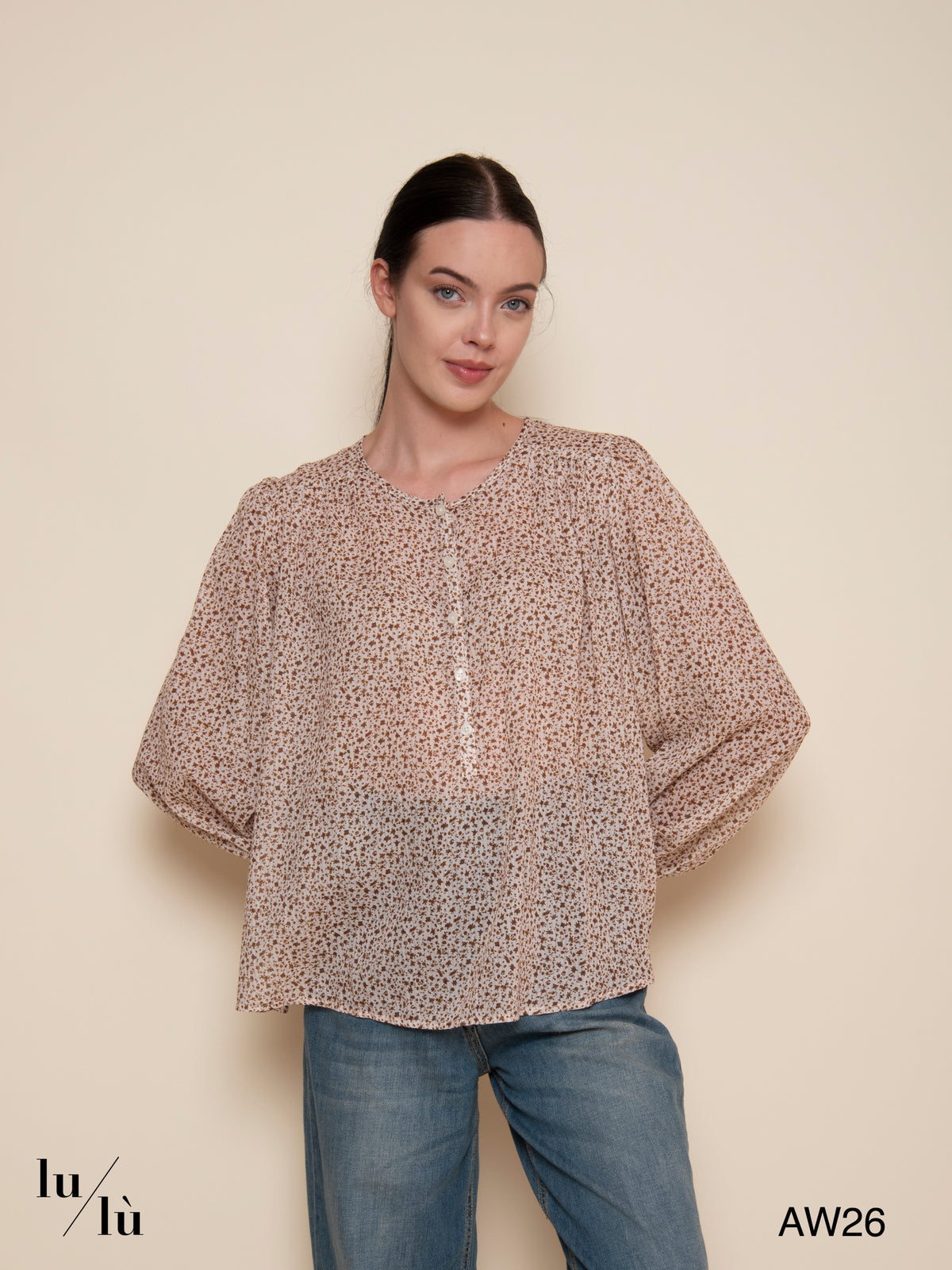 Elodia - Blusa floreale in 100% cotone