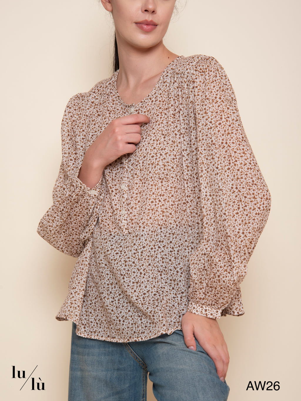 Elodia - Blusa floreale in 100% cotone