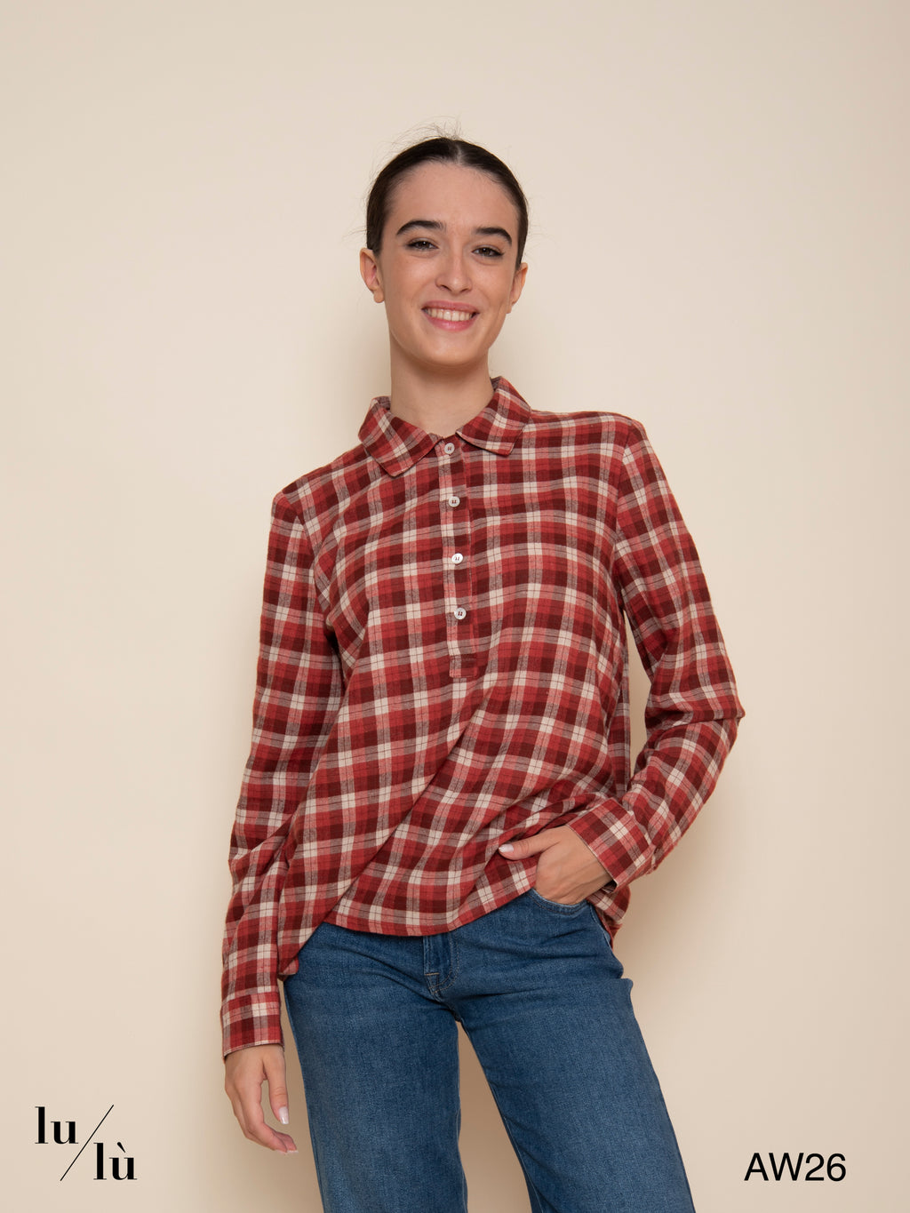 Ruby - Blusa a quadri in cotone e viscosa