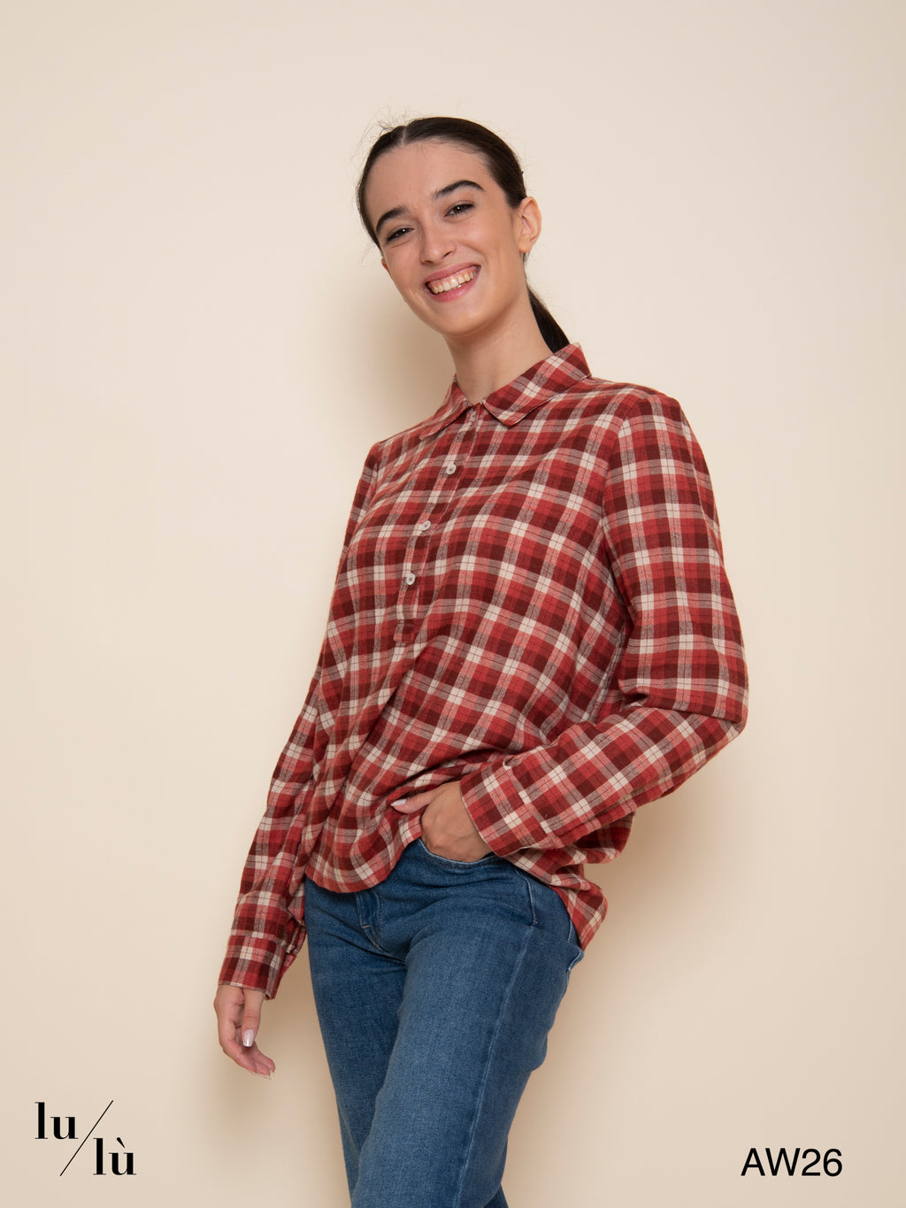 Ruby - Blusa a quadri in cotone e viscosa