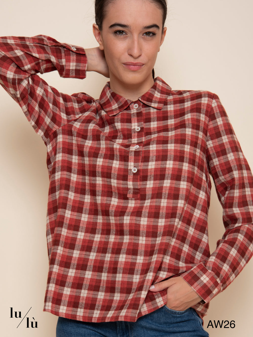 Ruby - Blusa a quadri in cotone e viscosa