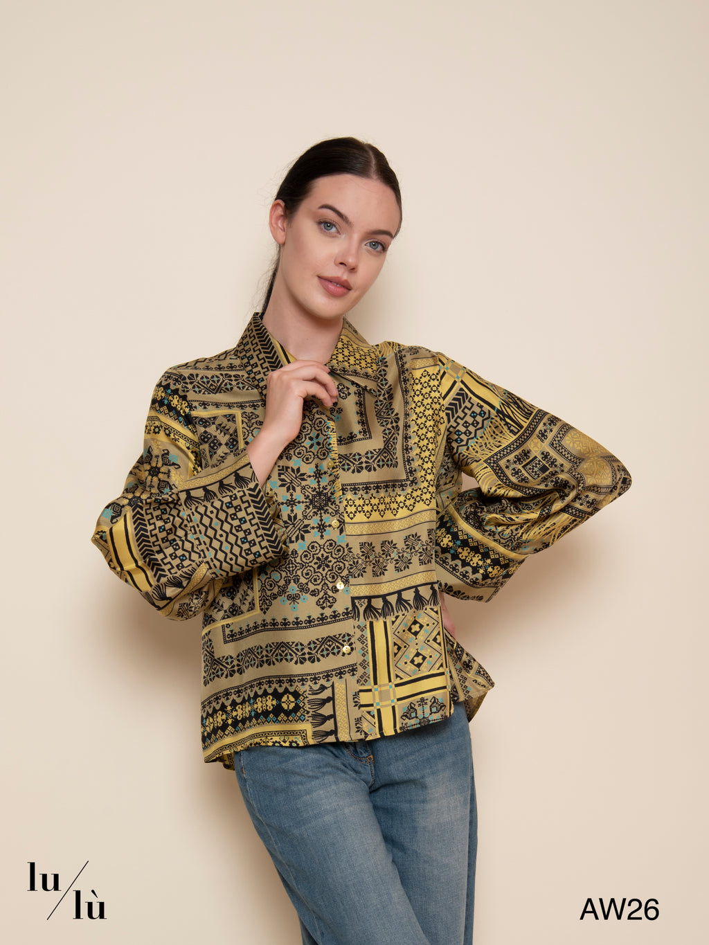 Rimma - Camicia in Twill di Seta Stampata
