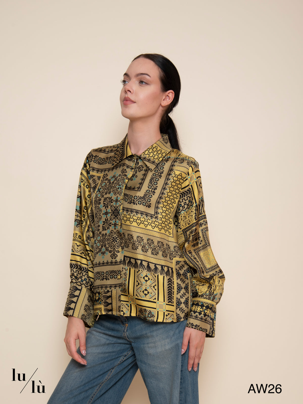 Rimma - Camicia in Twill di Seta Stampata