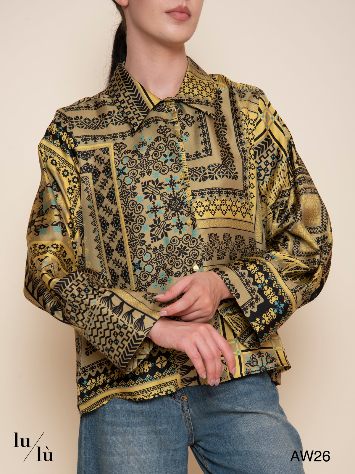 Rimma - Camicia in Twill di Seta Stampata