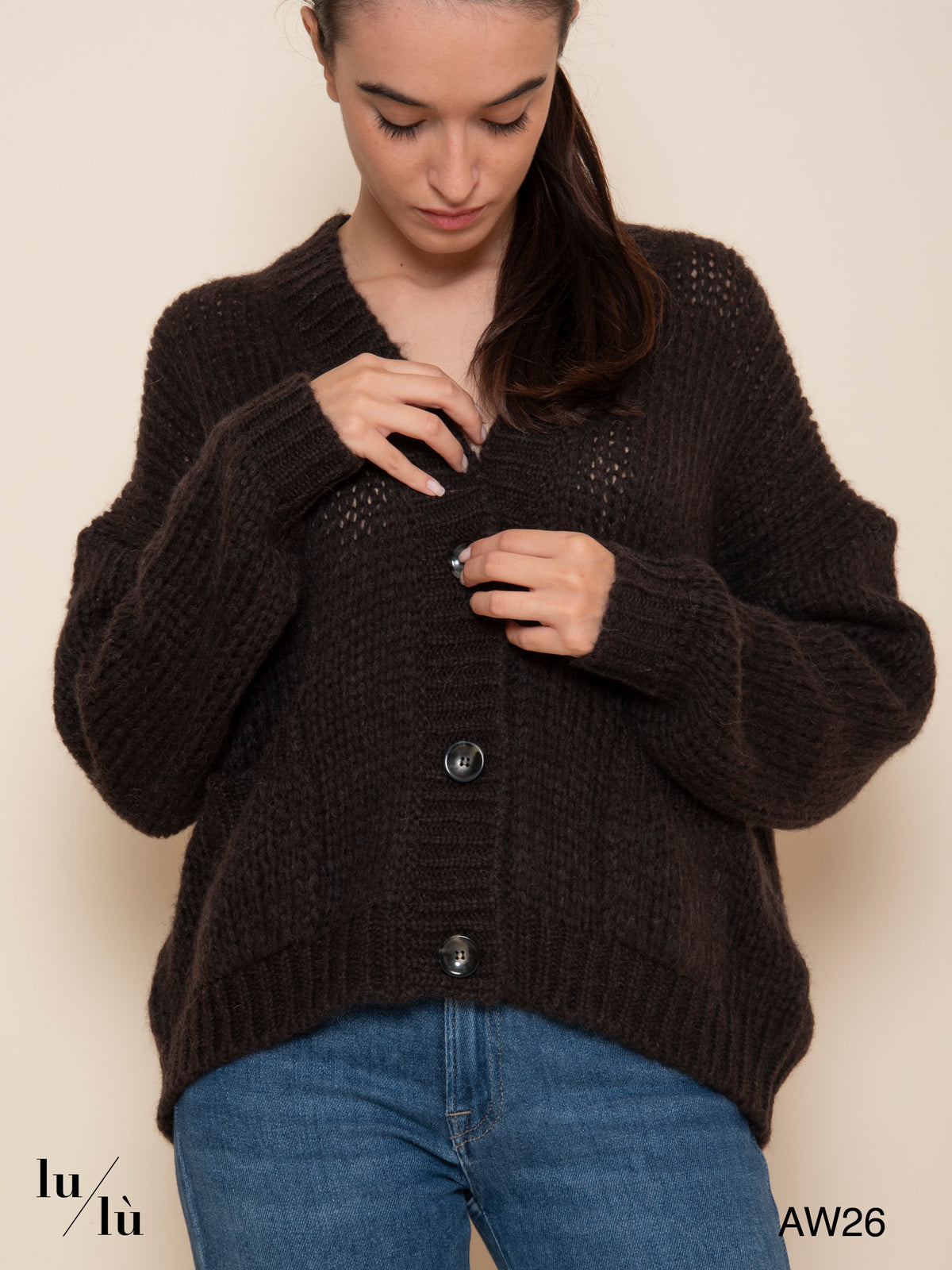 Mary Moka - Cardigan in baby alpaca con bottoni