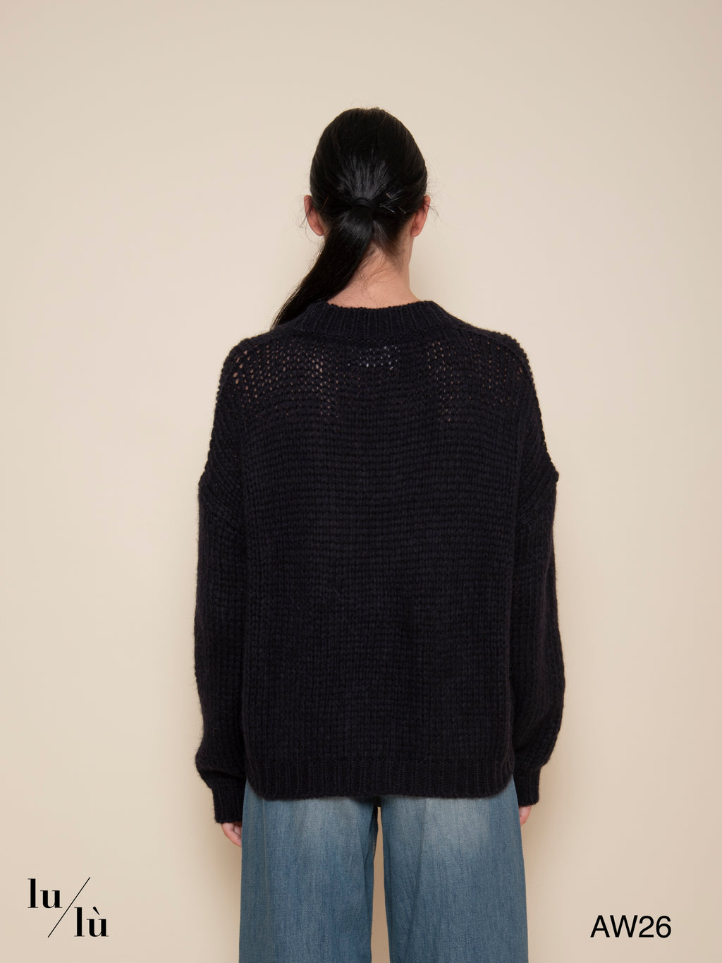 Mary Navy - Cardigan in baby alpaca con bottoni