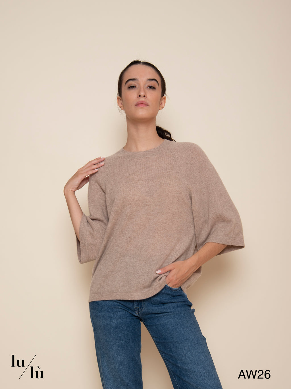 Leana - Maglia 100% cashmere con maniche 3/4