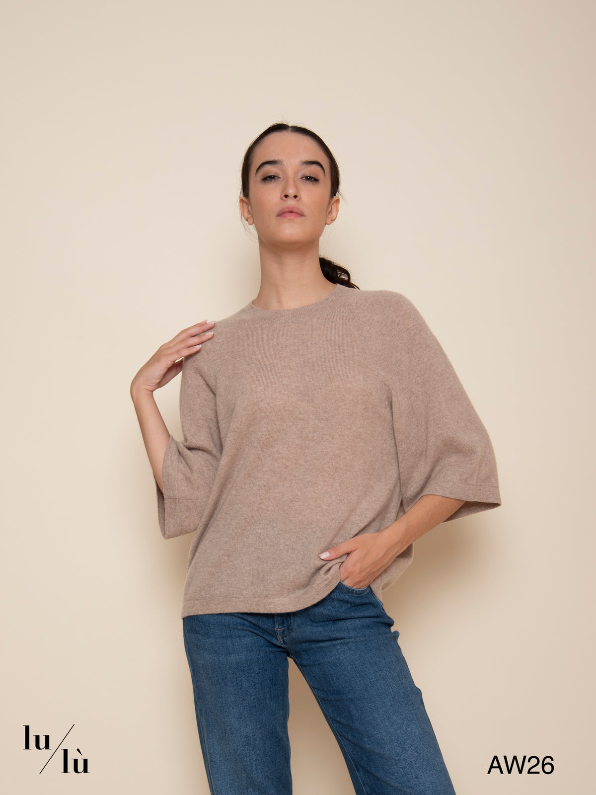 Leana - Maglia 100% cashmere con maniche 3/4