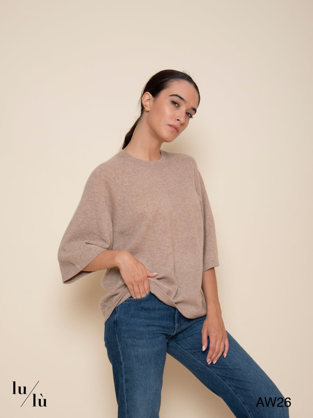 Leana - Maglia 100% cashmere con maniche 3/4