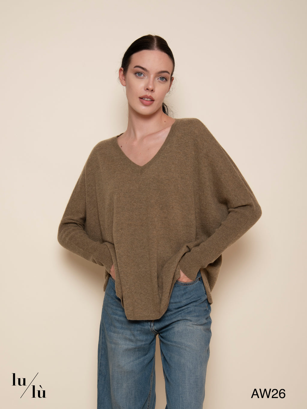 Camille Bronze - Maglia poncho in 100% cashmere
