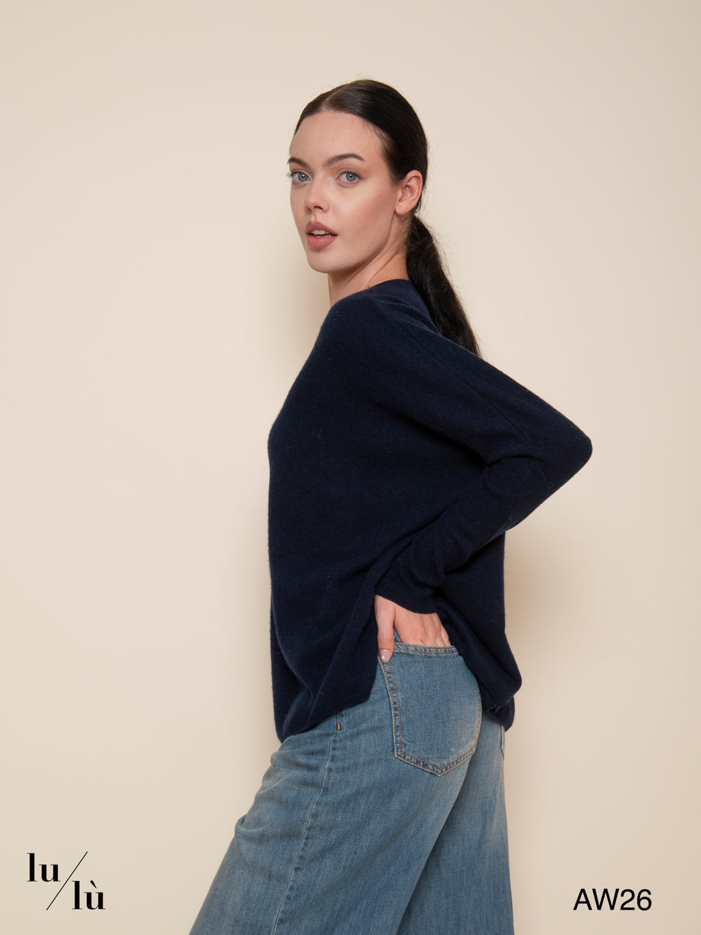Camille Black - Maglia poncho in cashmere