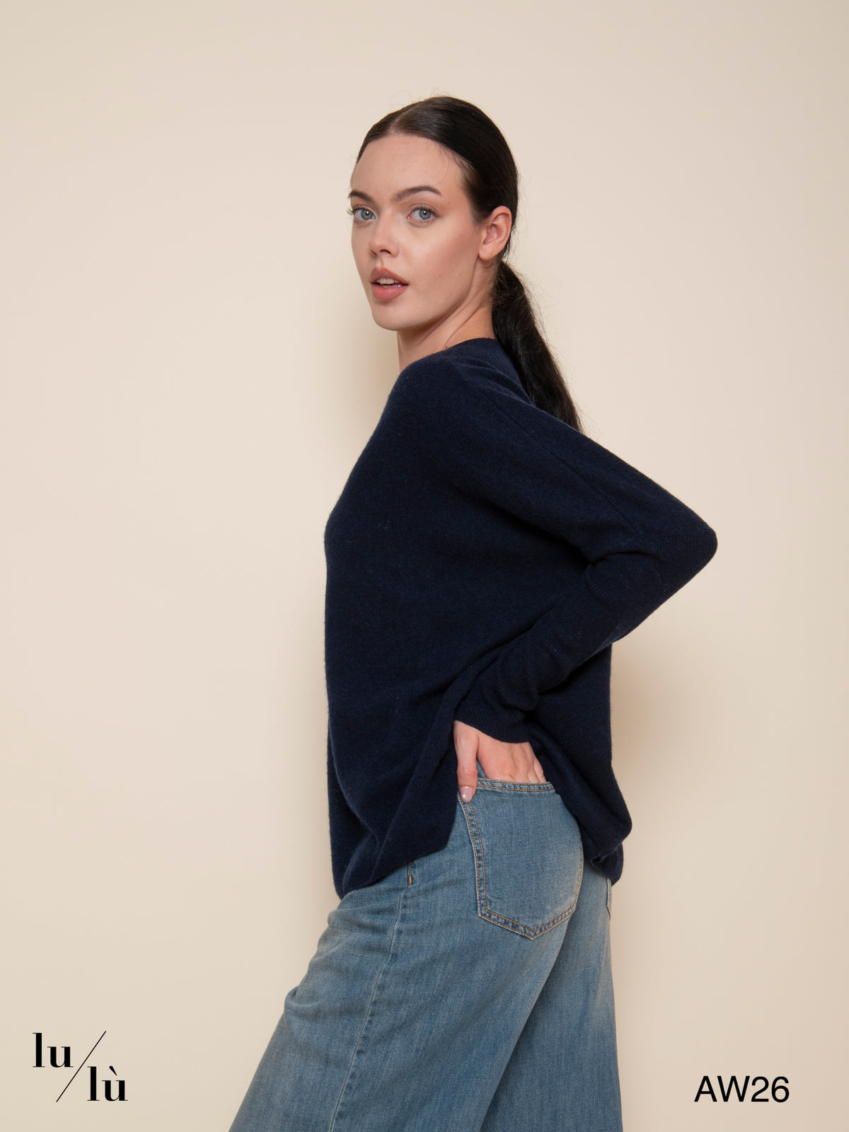 Camille Black - Maglia poncho in cashmere