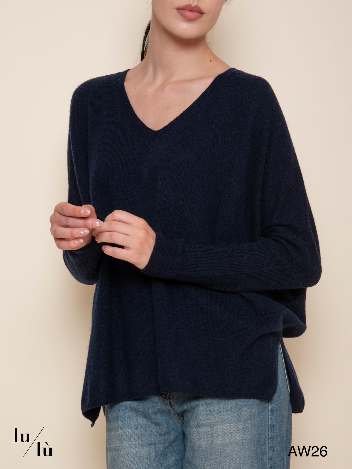 Camille Black - Maglia poncho in cashmere