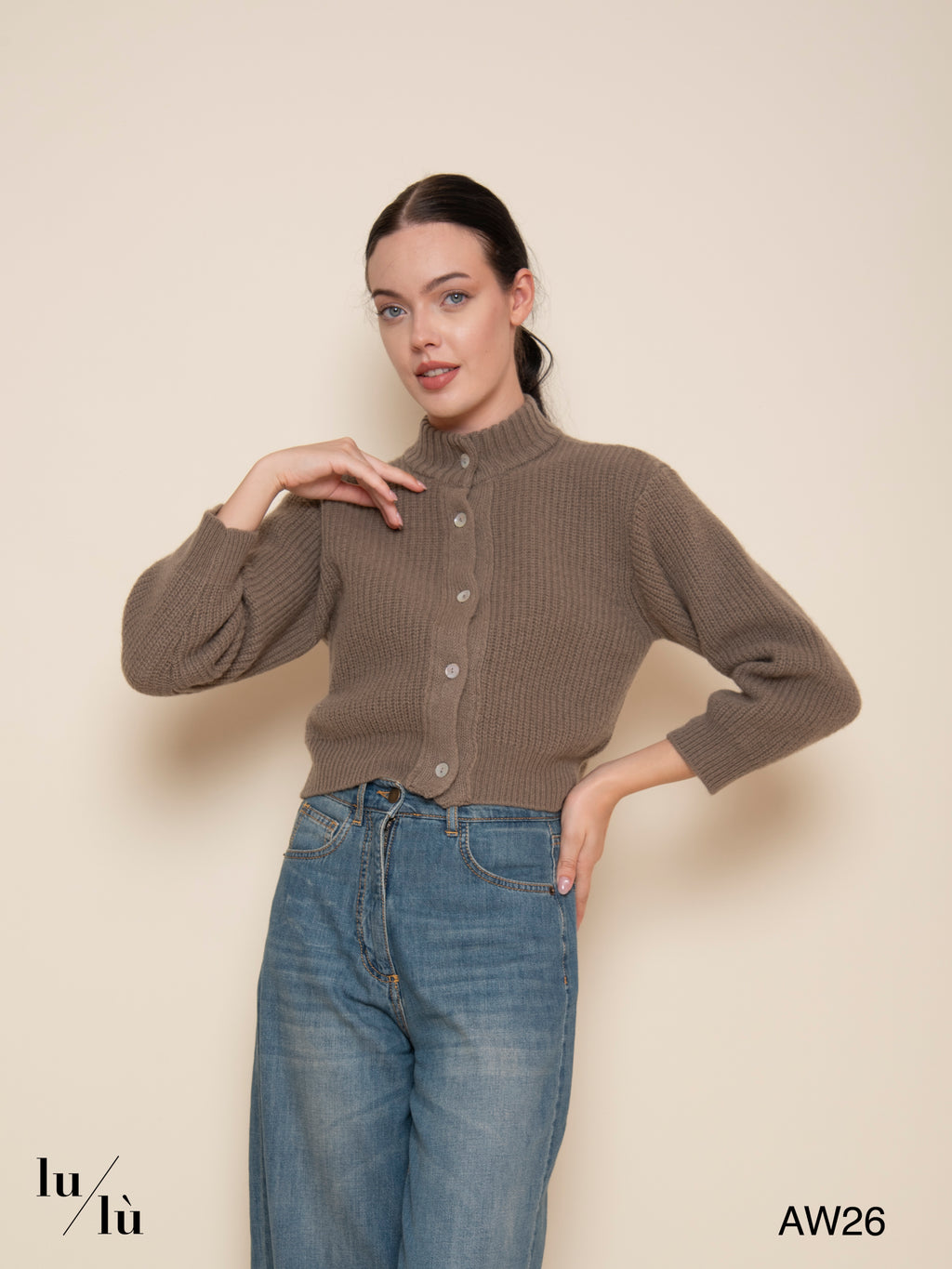 Lola - Cardigan cropped a coste 100% lana
