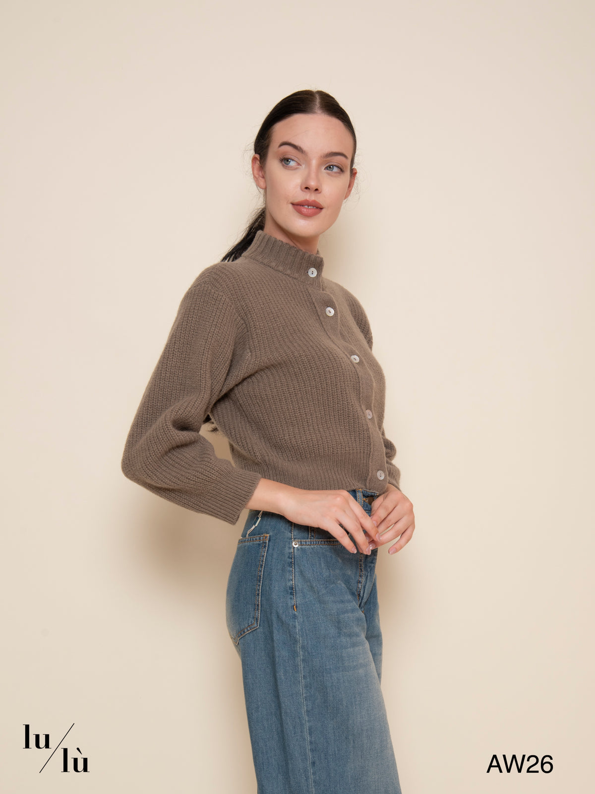 Lola - Cardigan cropped a coste 100% lana