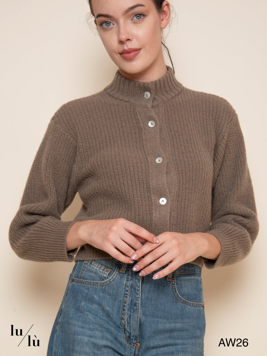 Lola - Cardigan cropped a coste 100% lana