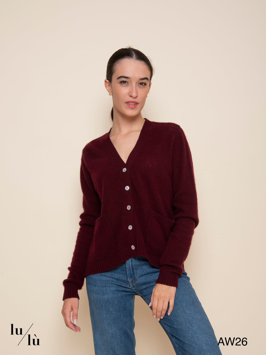 Amanda Merlot - Cardigan 100% cashmere