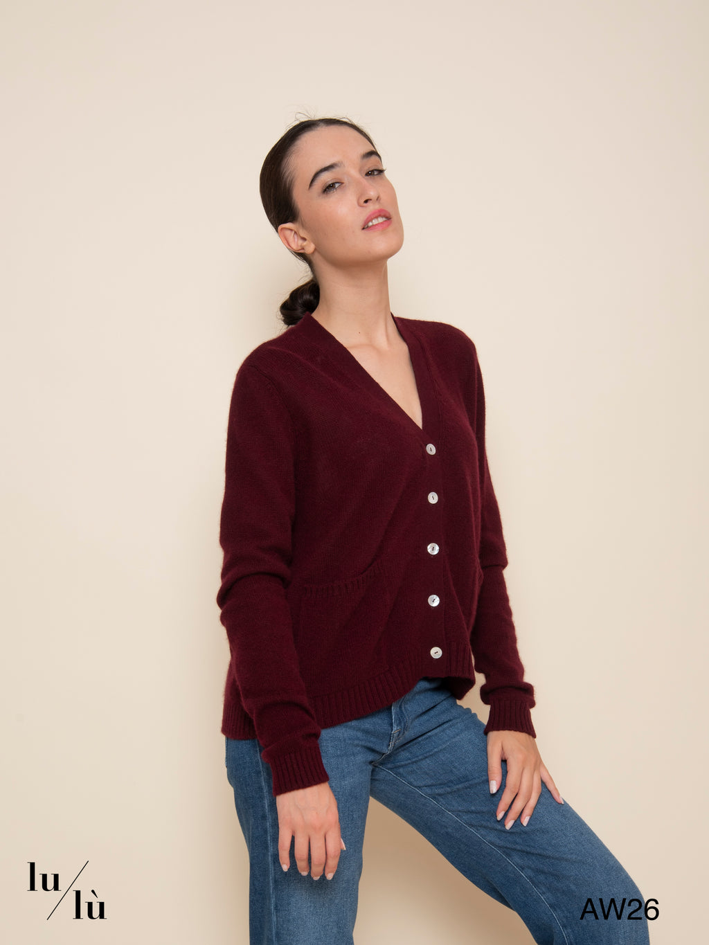 Amanda Merlot - Cardigan 100% cashmere