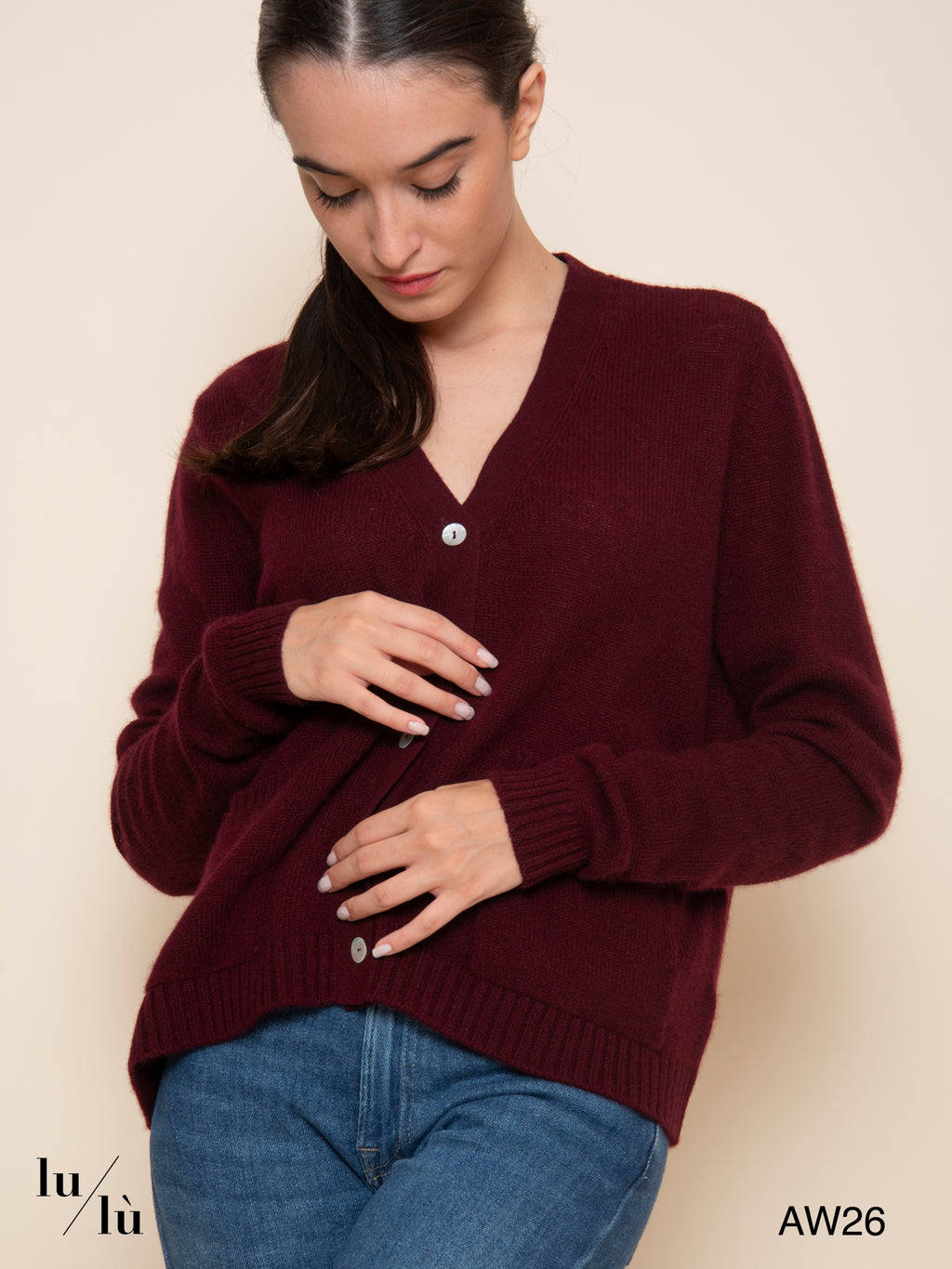 Amanda Merlot - Cardigan 100% cashmere