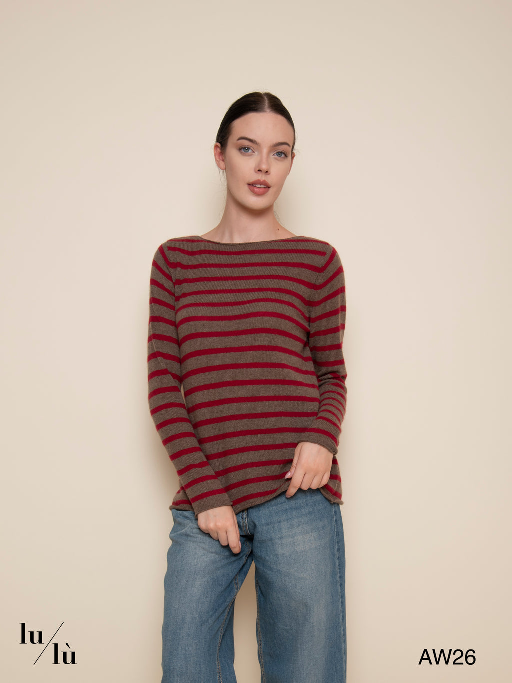 Carol Bordeaux - Maglia 100% cashmere a righe