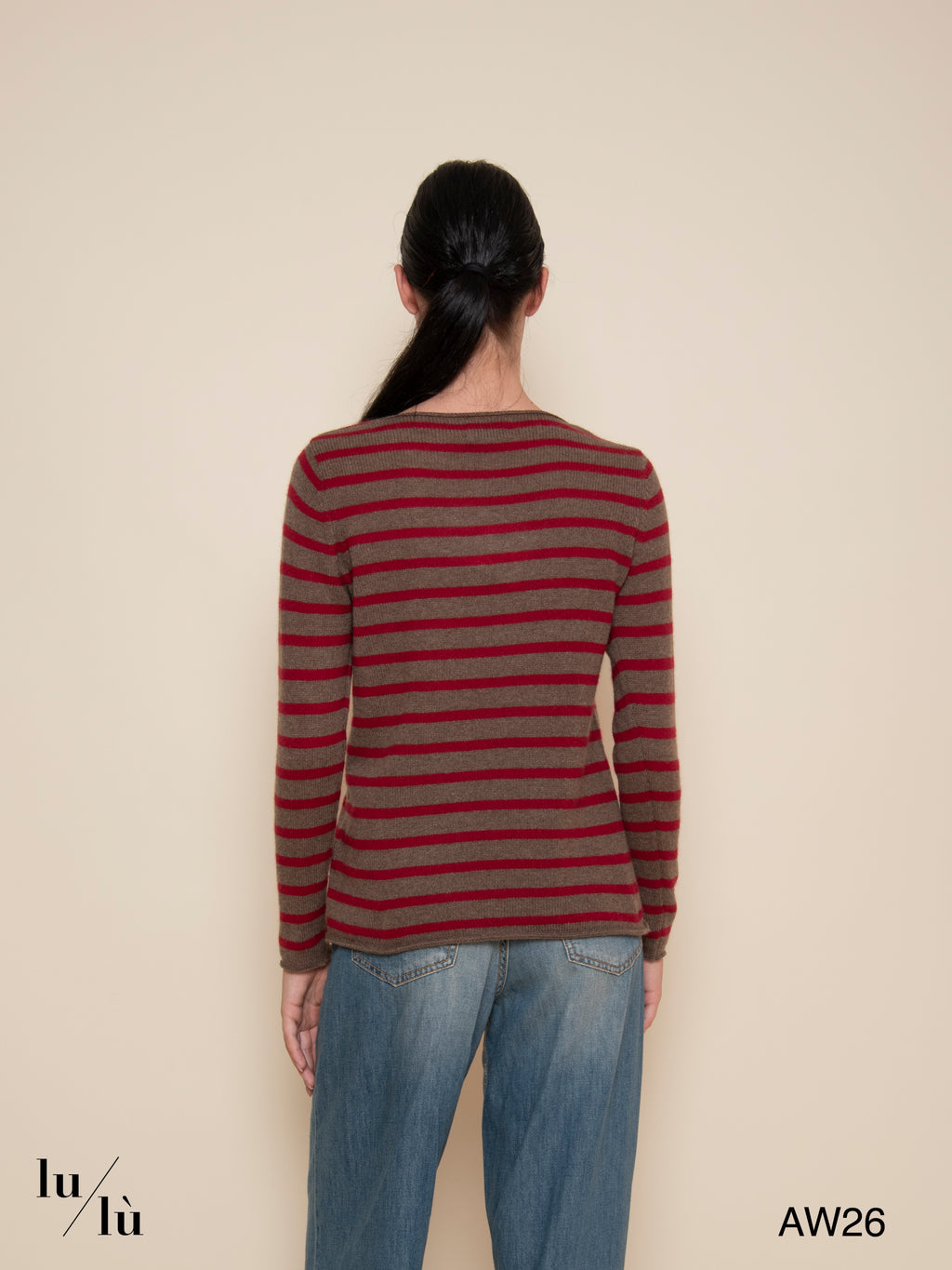 Carol Bordeaux - Maglia 100% cashmere a righe