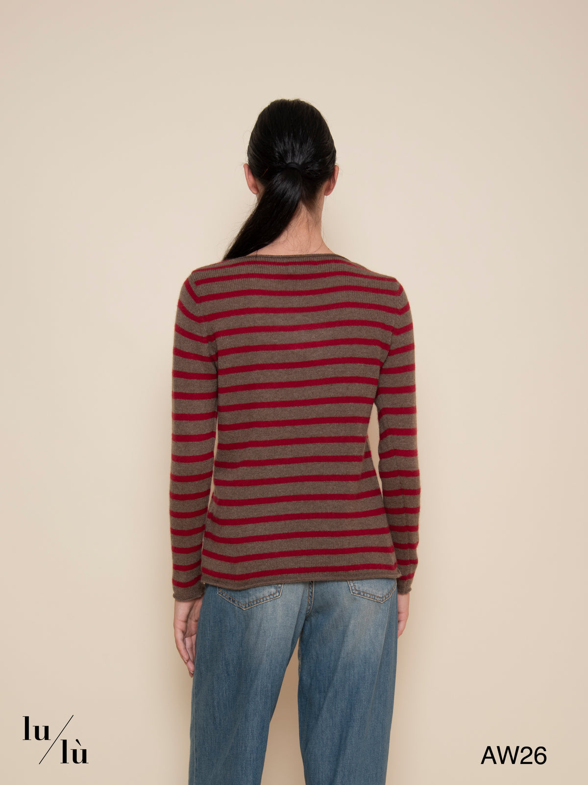 Carol Bordeaux - Maglia 100% cashmere a righe