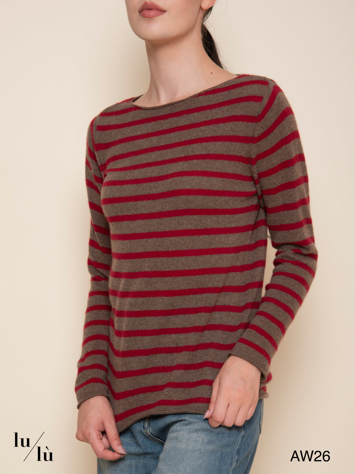 Carol Bordeaux - Maglia 100% cashmere a righe
