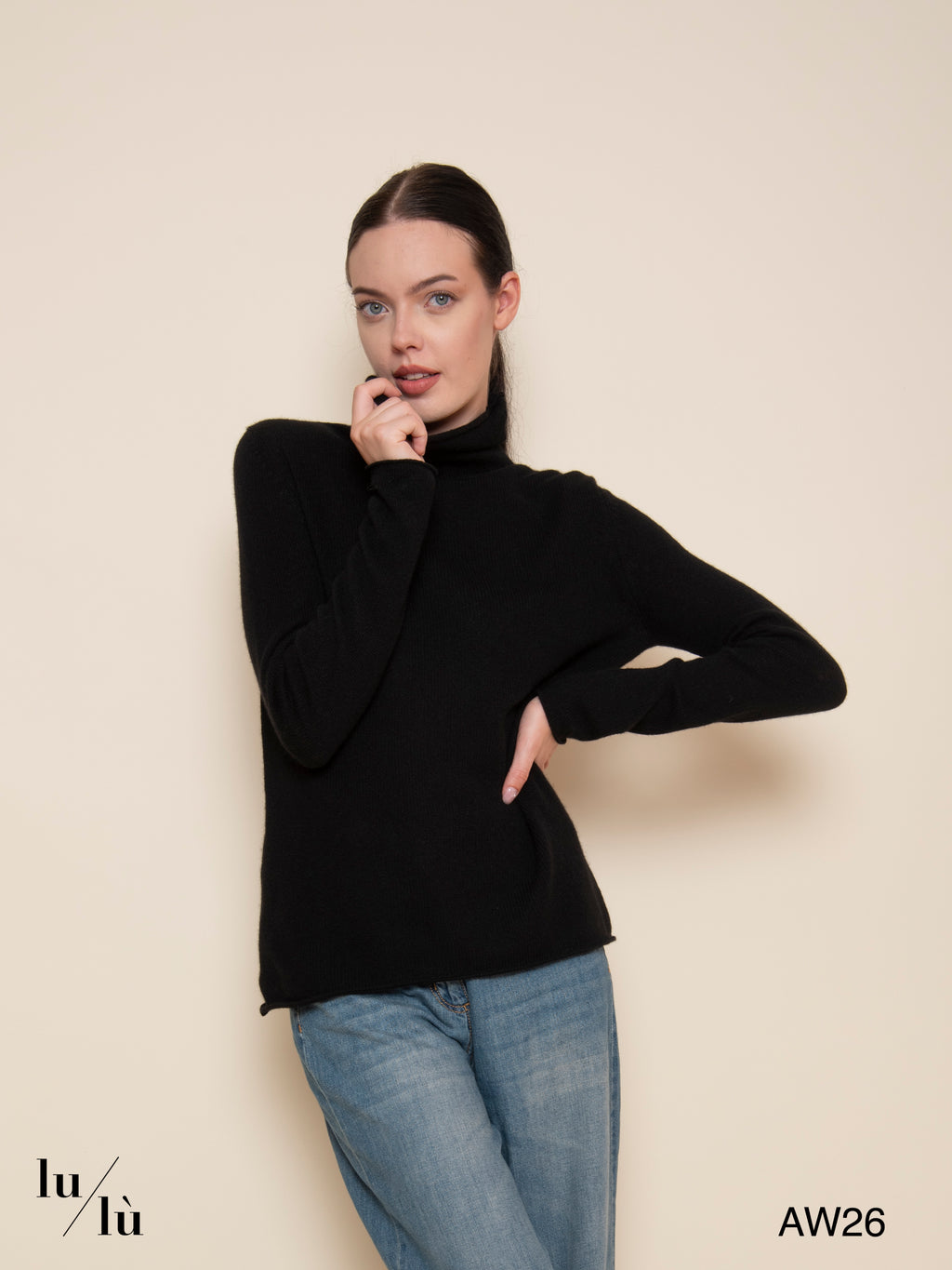 Julia Black - Maglia 100% cashmere con collo alto