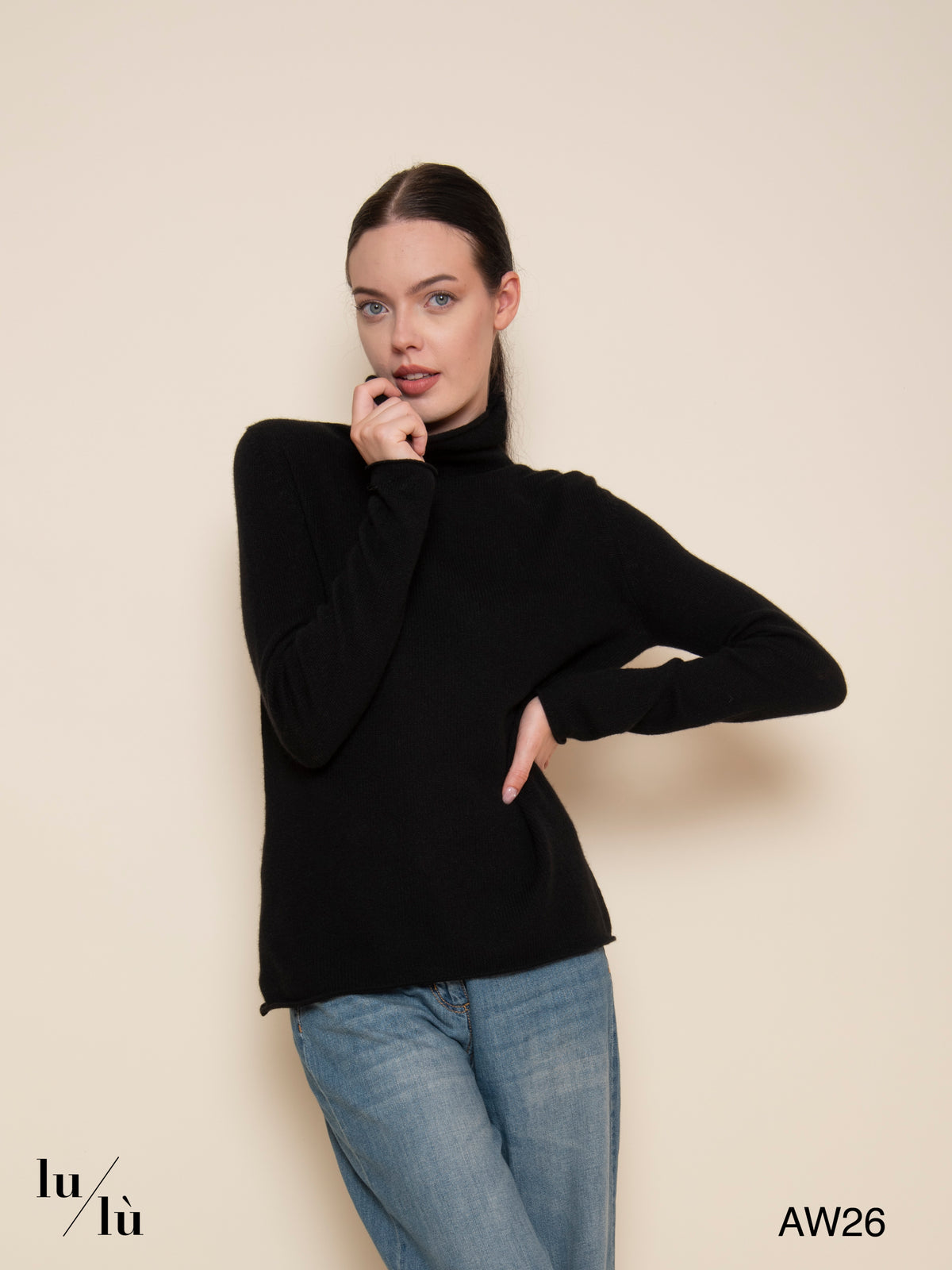 Julia Black - Maglia 100% cashmere con collo alto