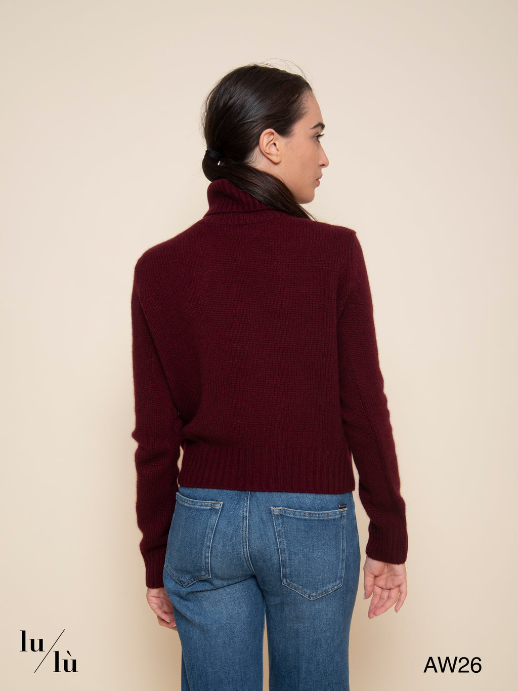 Ellen Merlot - Maglia collo alto in 100% cashmere