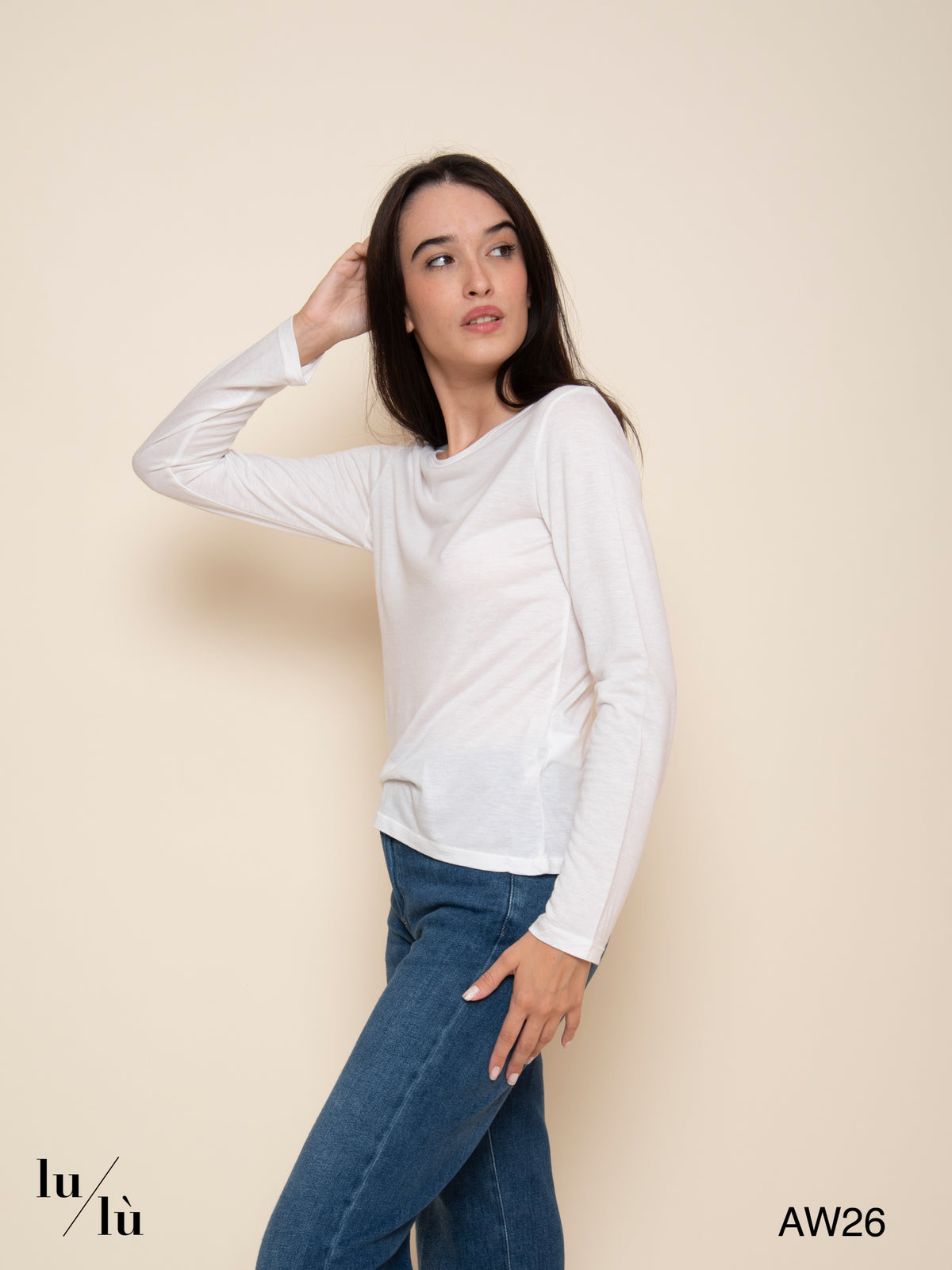 Joy White - T-shirt in viscosa e lana