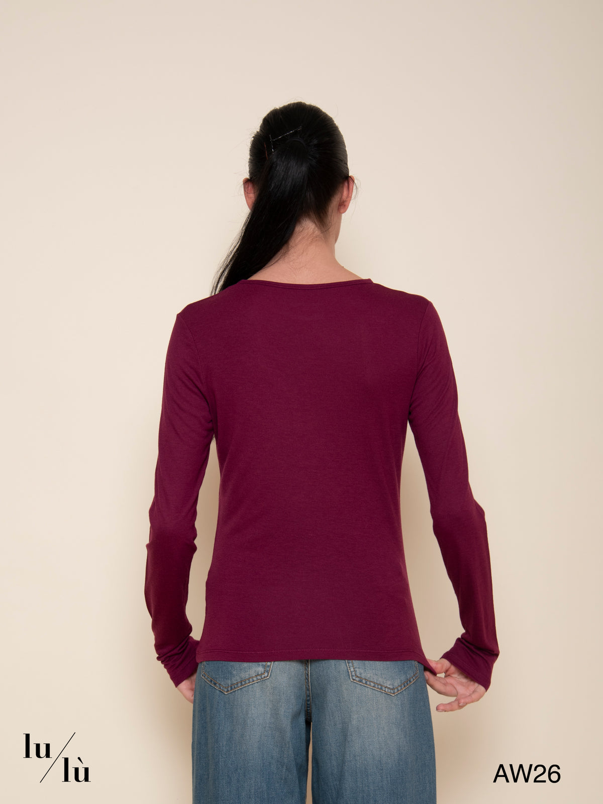 Joy Aubergine - T-shirt in viscosa e lana