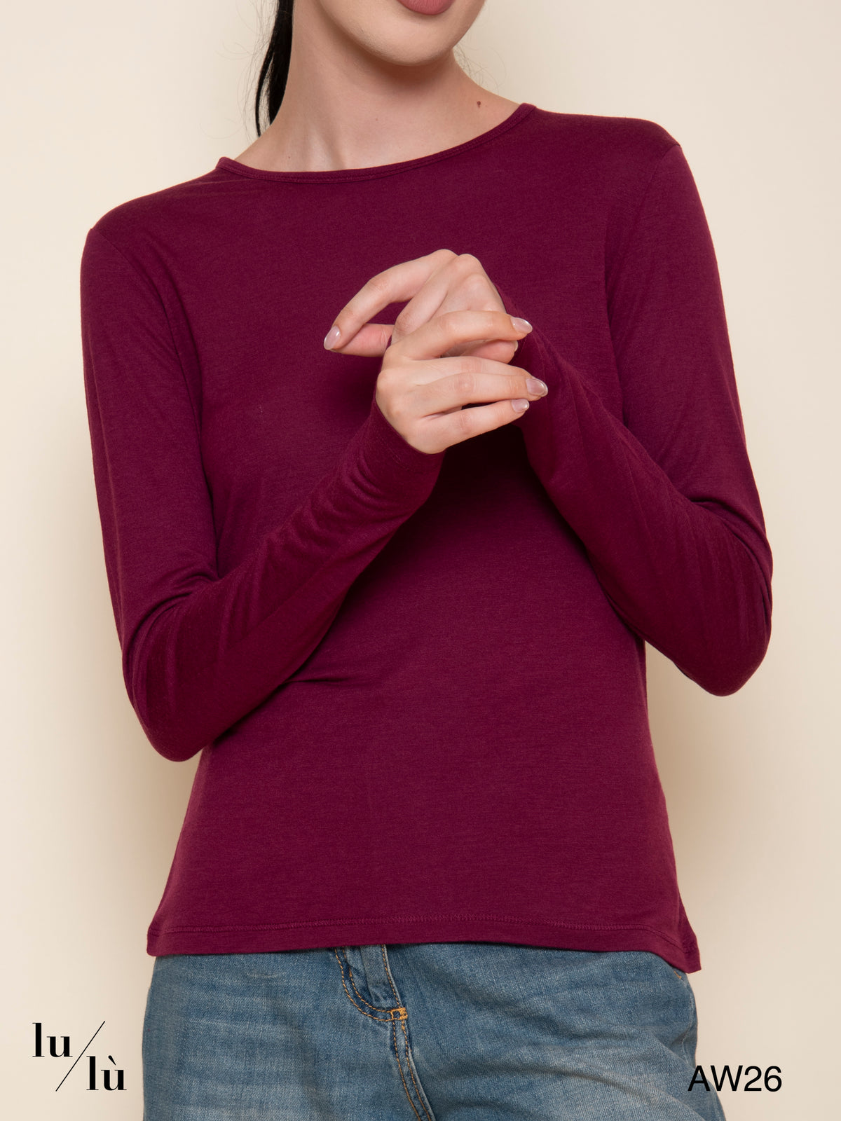 Joy Aubergine - T-shirt in viscosa e lana