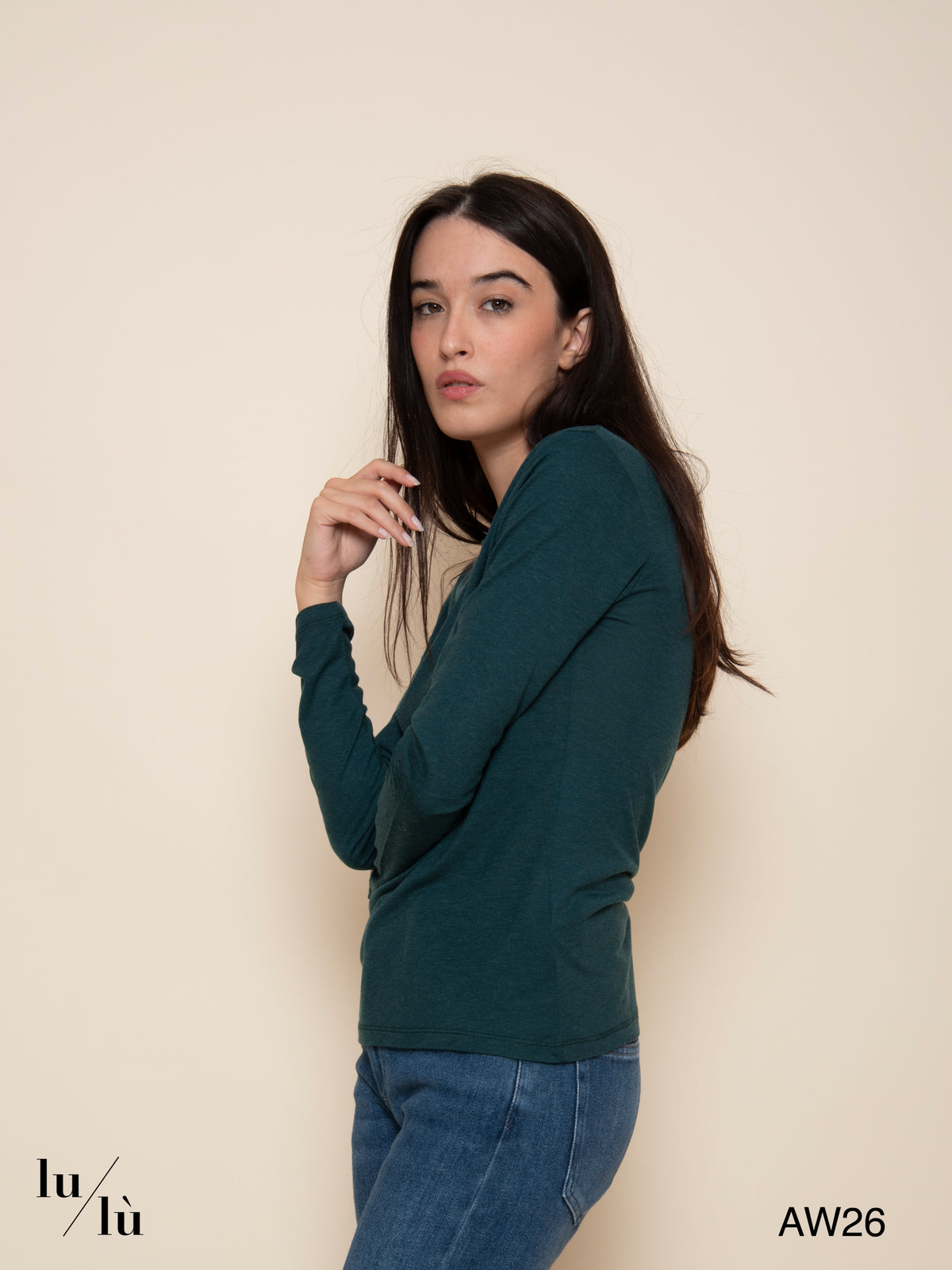 Joy Petrolio -  T-shirt in viscosa e lana