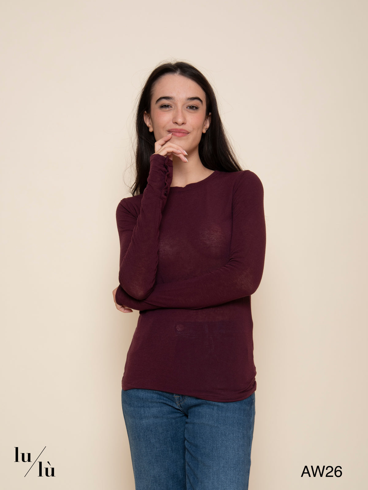 Leah Wine - T-shirt in viscosa e cashmere