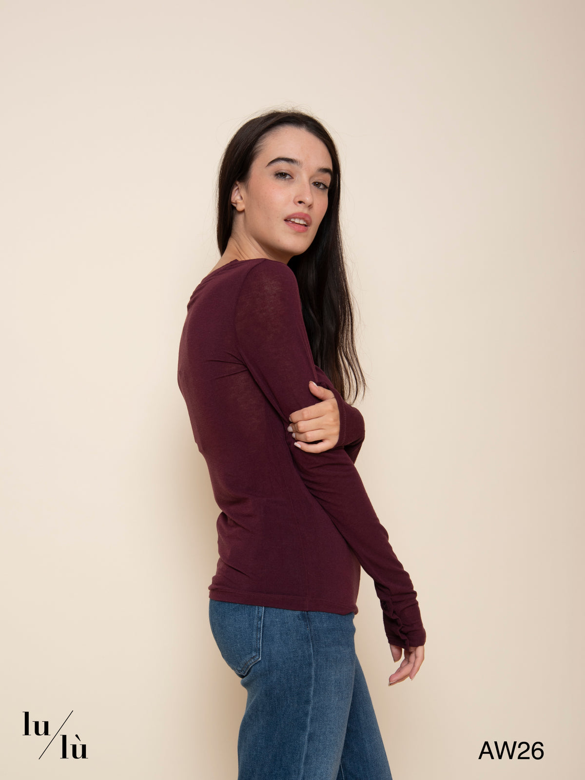 Leah Wine - T-shirt in viscosa e cashmere