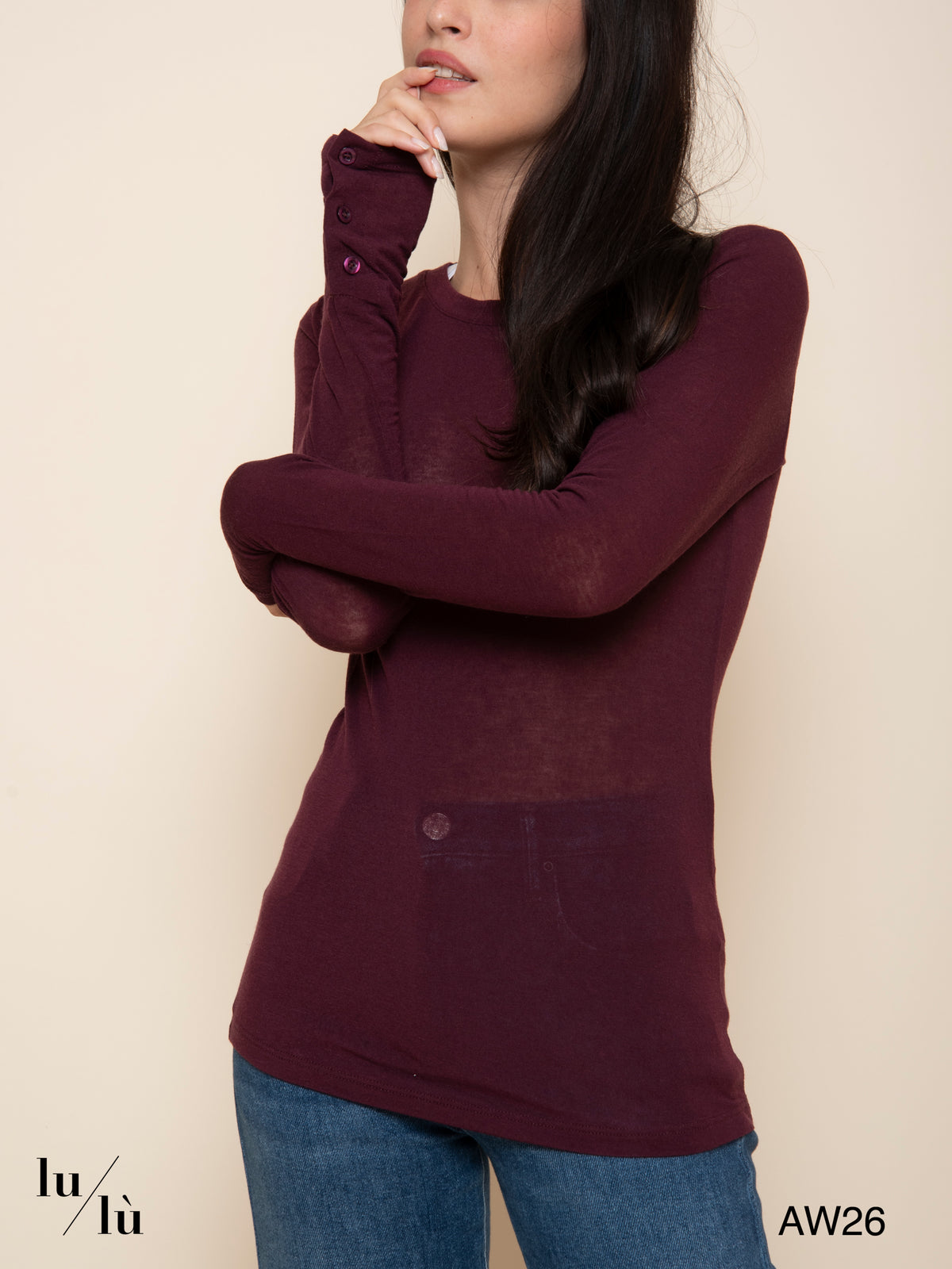 Leah Wine - T-shirt in viscosa e cashmere