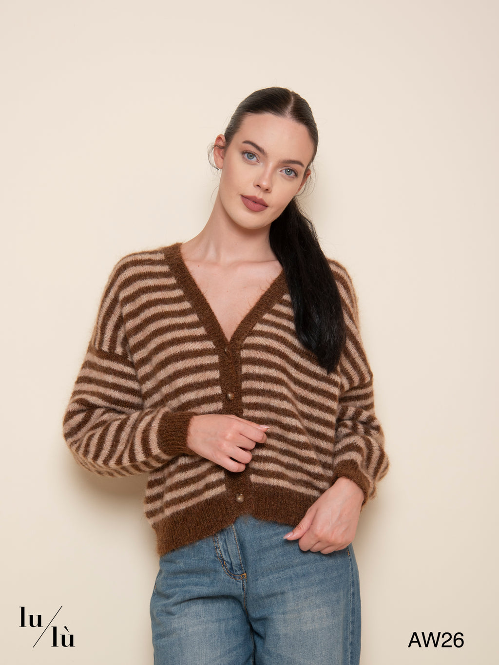 Alvaro - Cardigan a righe in mohair e lana